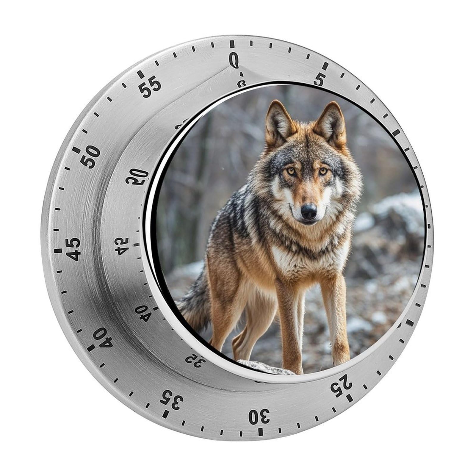 Wolf Timer Fashion Visual Timers Wind Up 60 Minutes Desk Timers Stainless Steel Magnetic Timer Countdown Clock No Batteries Loud Alarm for Kitchen Chef Cooking