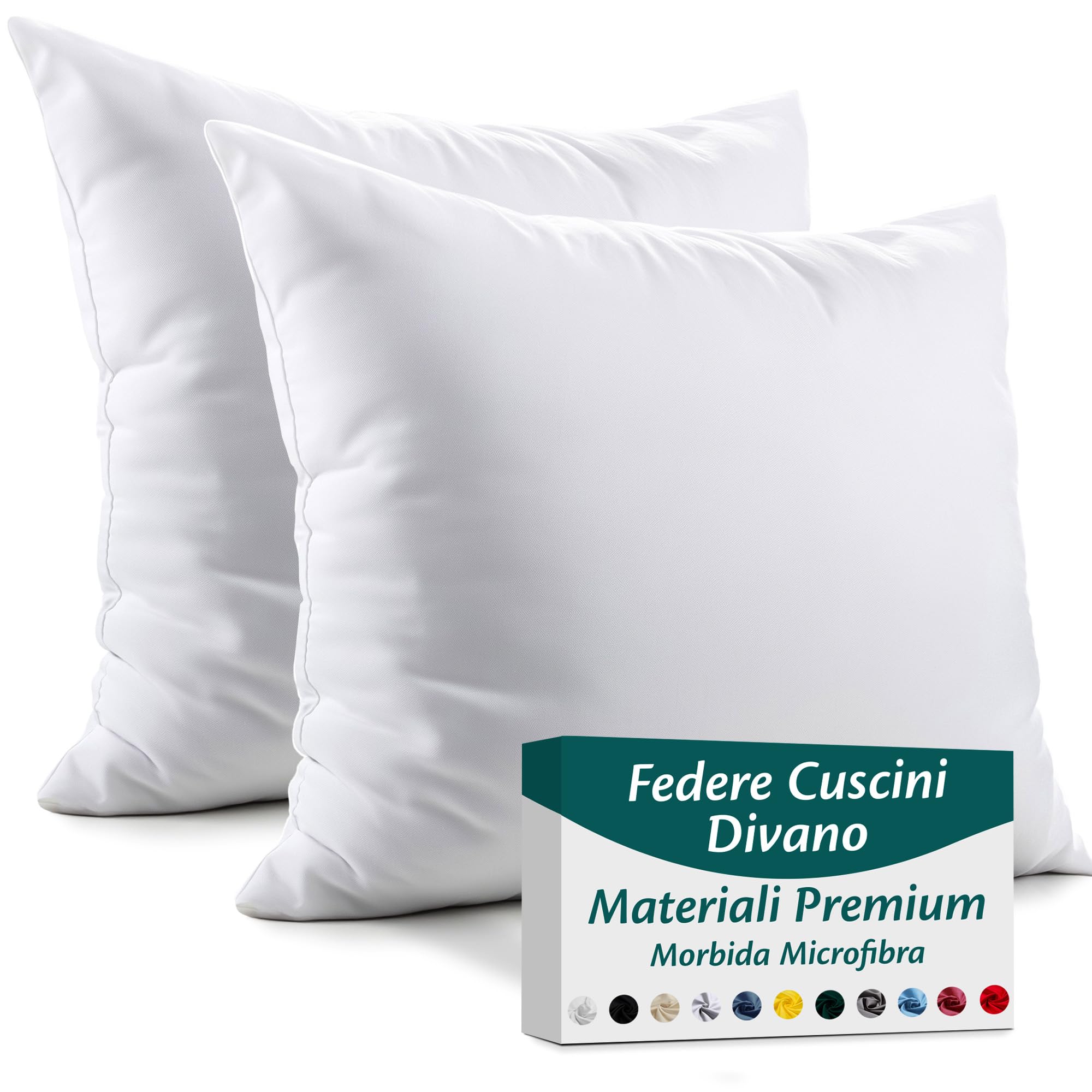 Flowen Federe Cuscini Divano 45x45 Set da 2 Copricuscini in Microfibra Fodere Lavabili e Resistenti 45 x 45 cm Tessuto 100% Poliestere Traspirante Anallergico Antiacaro Ideali per Arredo Casa
