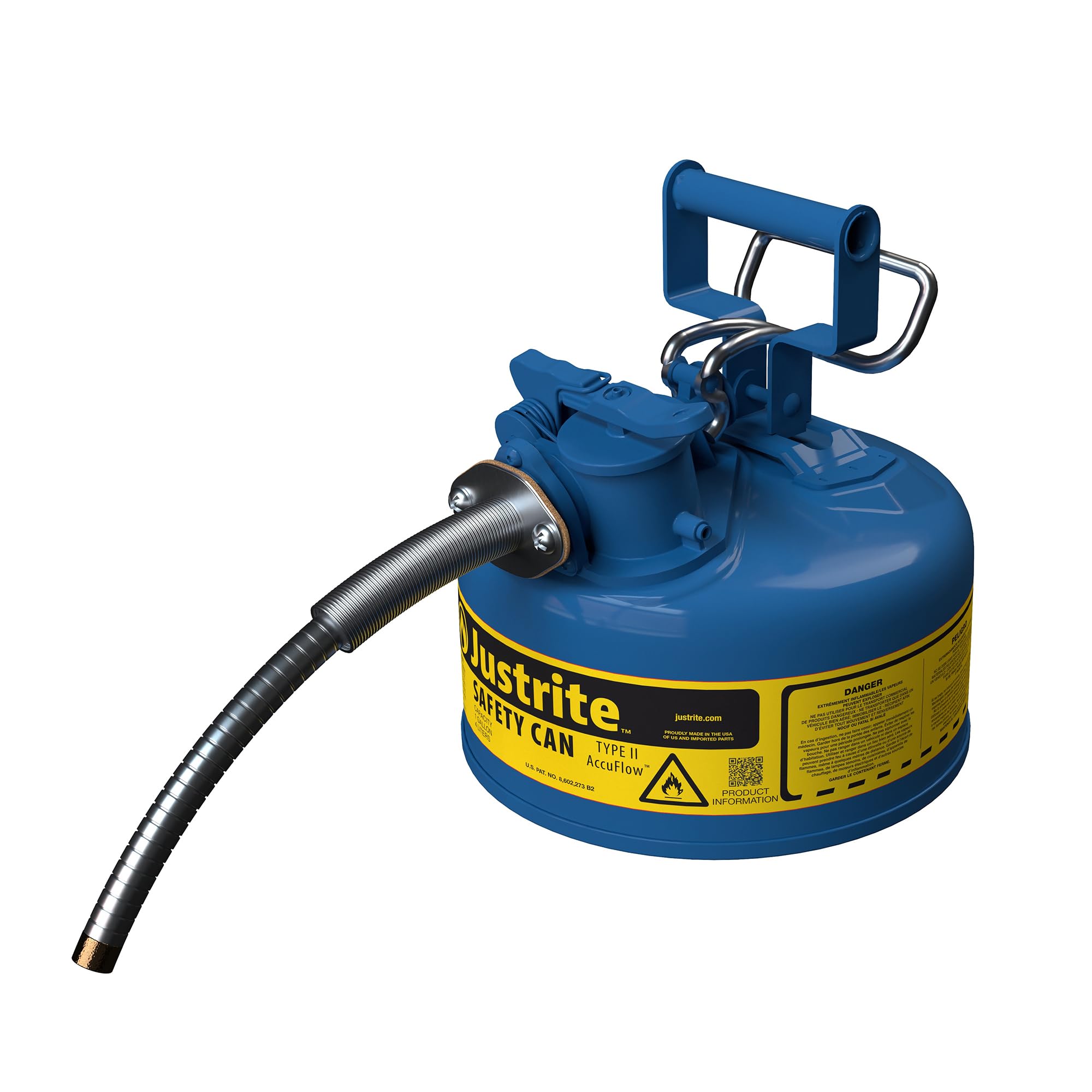 Justrite Type II Kerosene Safety Can, Blue Galvanized Steel, FM Approved