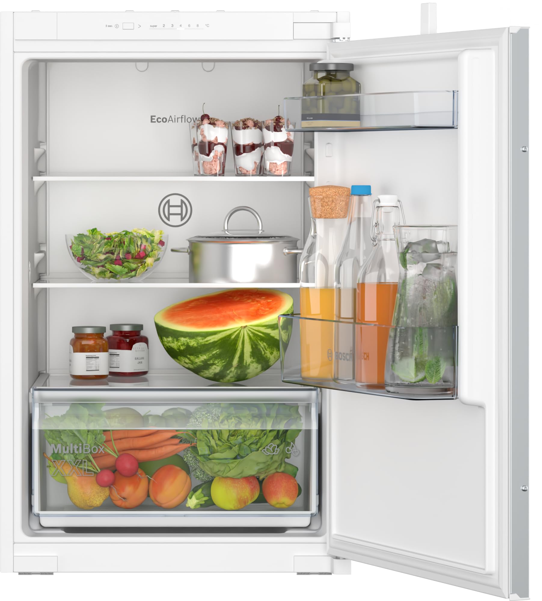 BOSCH Einbaukühlschrank Serie 2 KIR21NSE0, 87,4 cm hoch, 54,1 cm breit, Multi Box XXL: extragroße Schublade für Obst und Gemüse