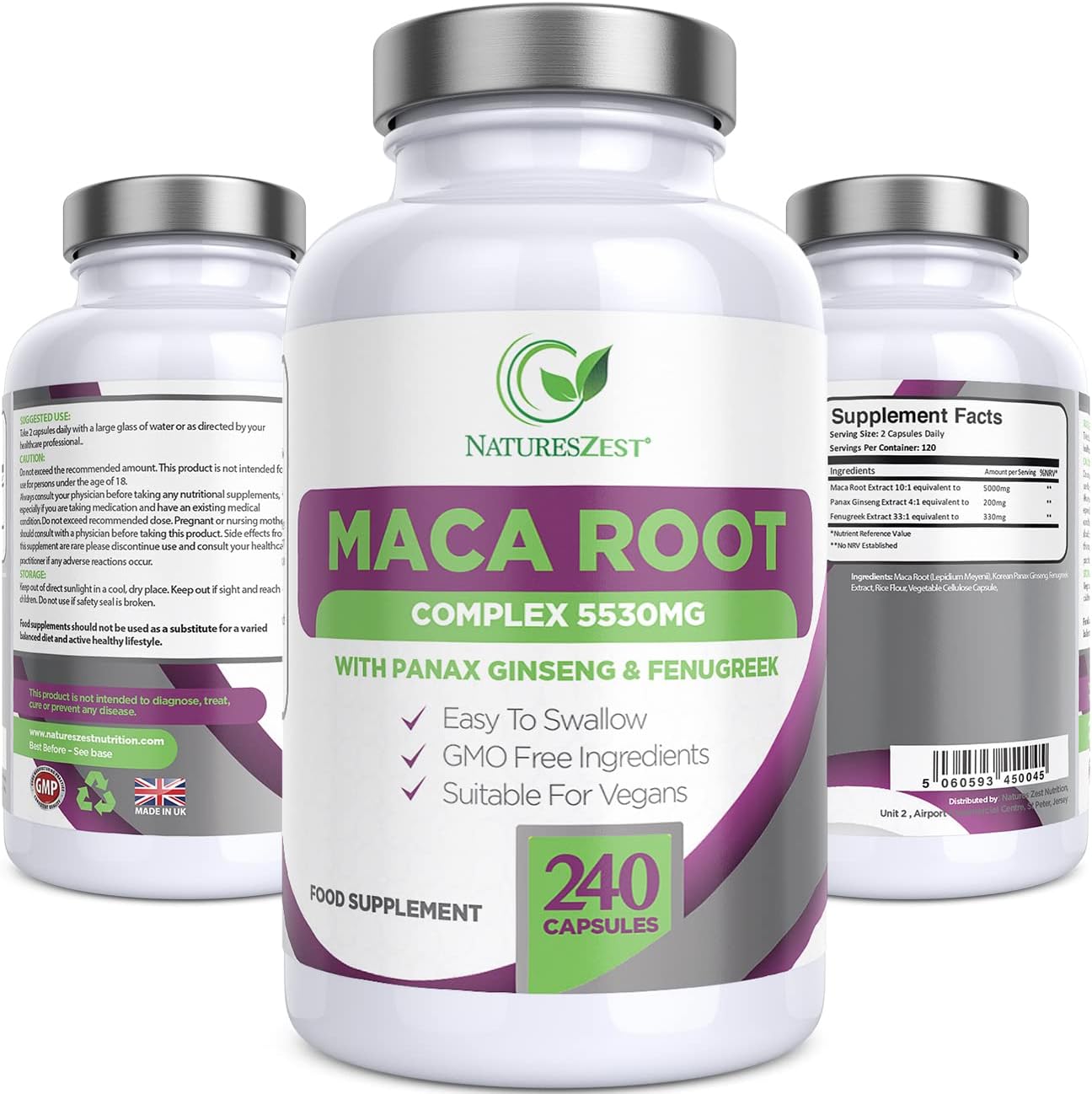 Maca Root Capsules 5000mg High Strength Maca Root Complex 240 Vegan