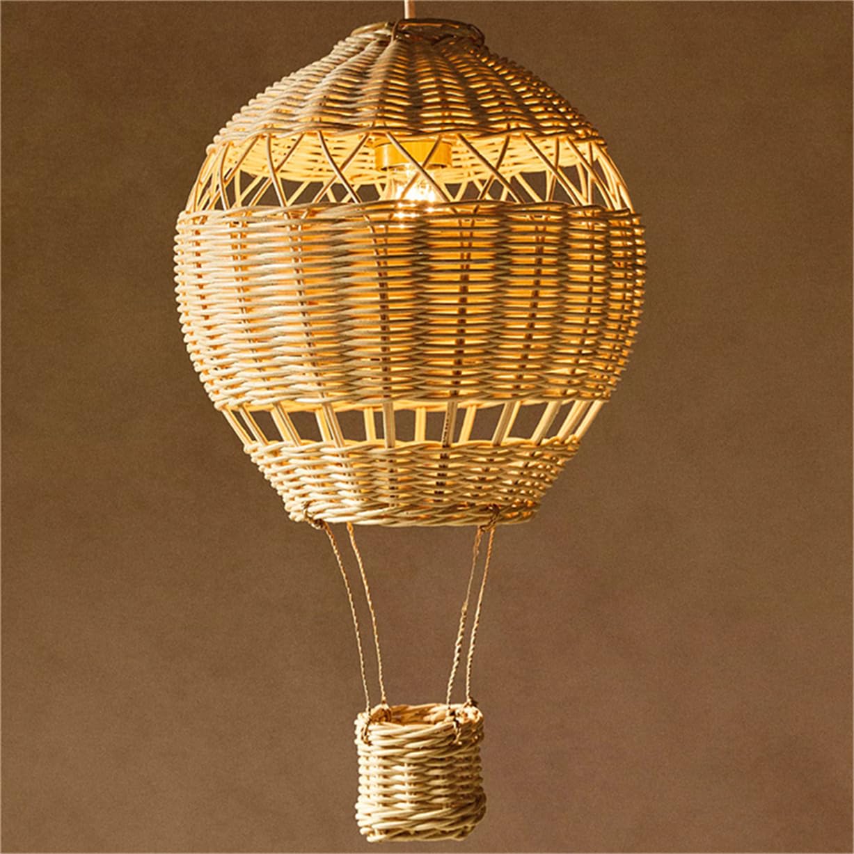 CSSYKV Rattan Cage Hanging Chandelier Natural Wicker Basket Pendant Light Tropical Southeast Asia Style Pendant Lamp Hand Woven Fixtures for Bedroom Living Room Restaurant Hallway Foyer