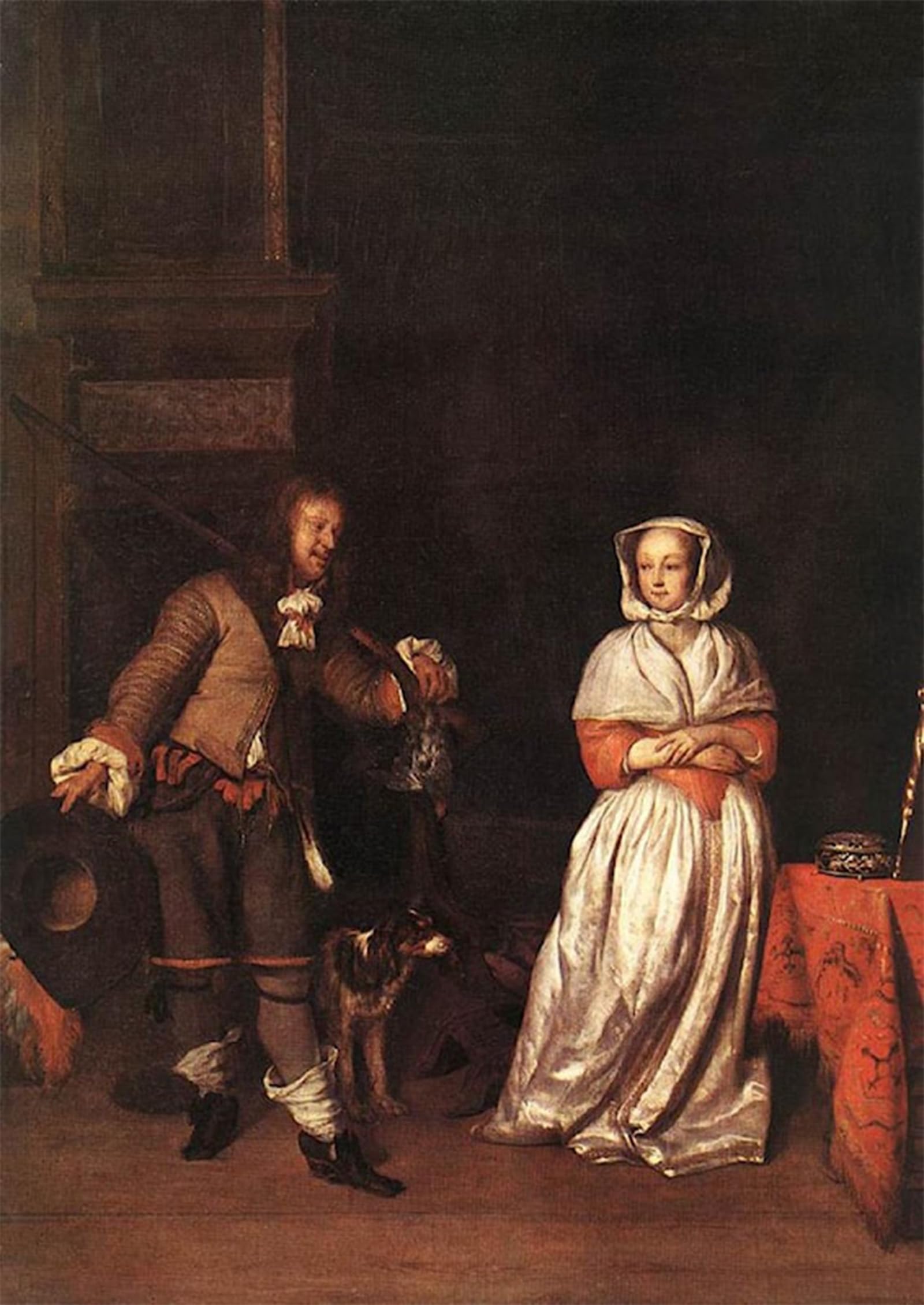 SERENDIPITP Aesthetic Poster Photo Wall Print Retro Picture the Hunter and a Woman by Gabriel Metsu Modern Wall Artwork for Home Decor 60x90cm