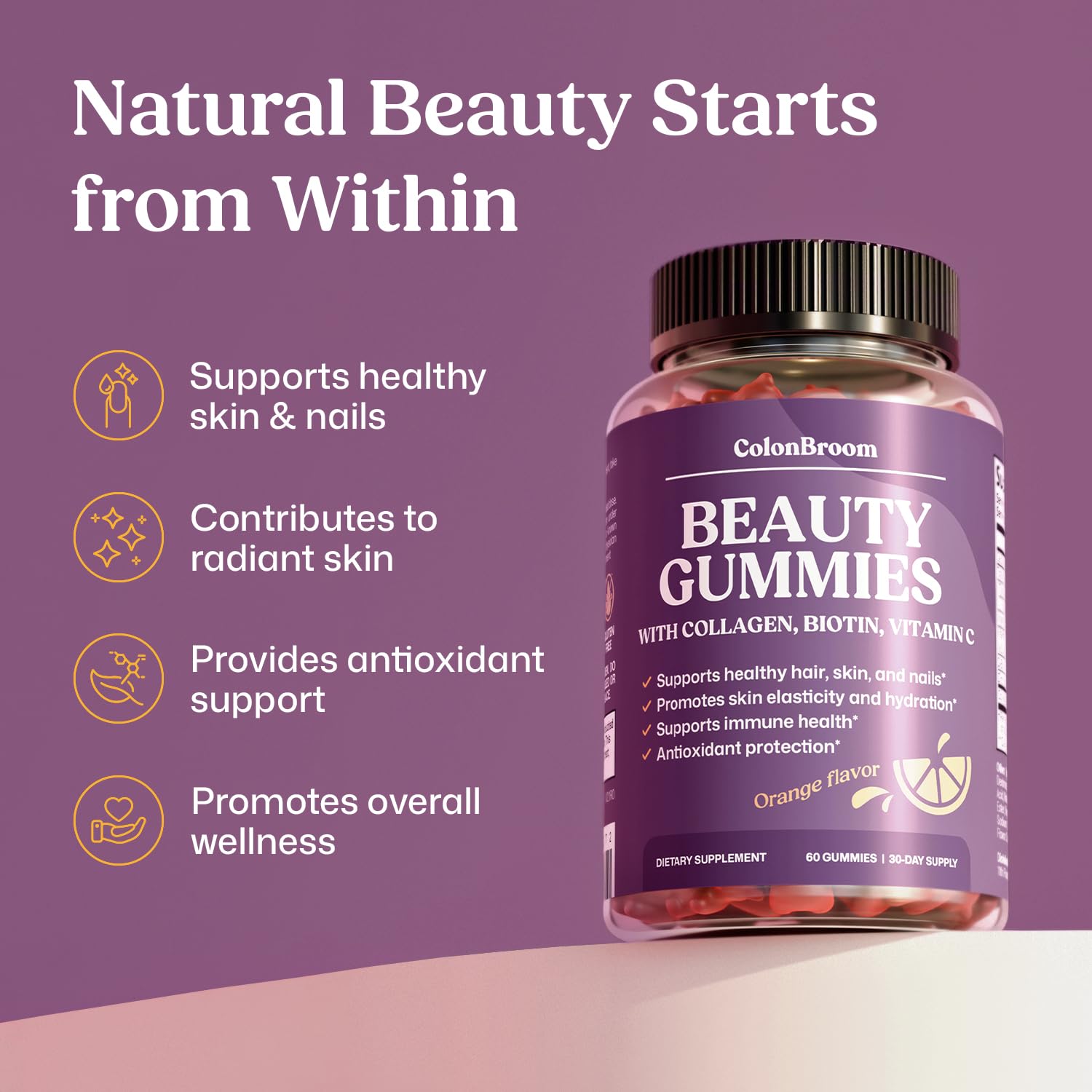 ColonBroom GLP-1 Weight Management Supplement + Beauty Biotin & Collagen Gummies with Vitamin C | Supports Gut Health, Metabolic Wellness & Appetite