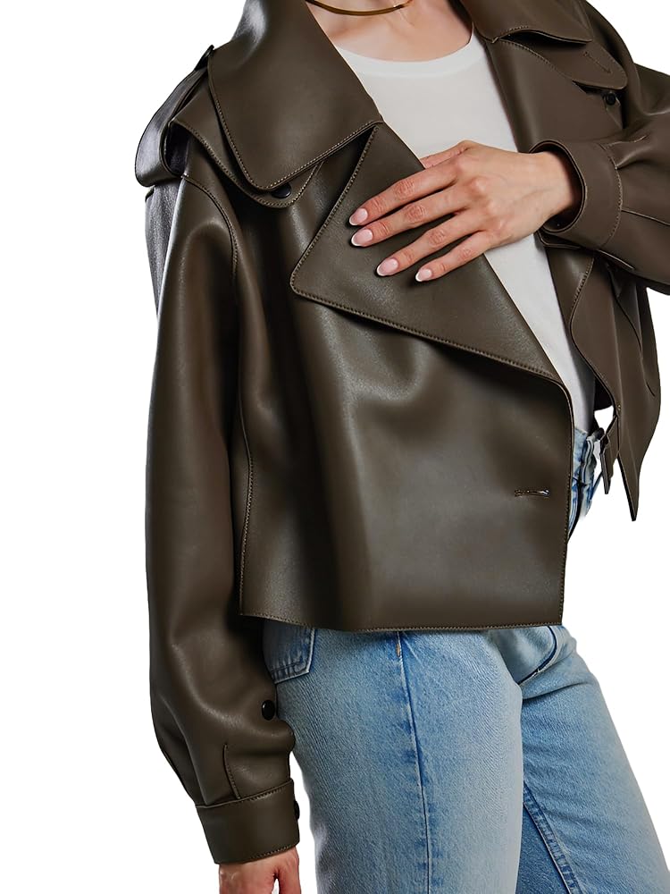 Leder Fashions Women's Oversized Leather Jacket - Cropped