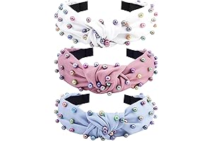 3 PCS Women Easter Headbands Pearl Knotted Headbands Cross Knot Turban Hair Band