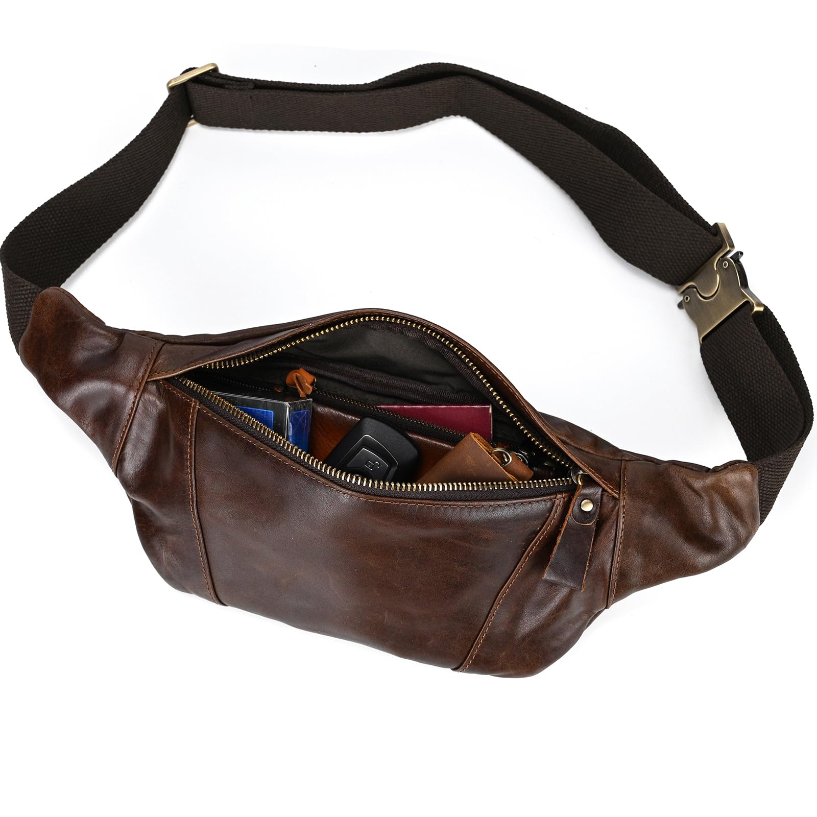 LUUFAN Fanny - Riñonera de Piel para Hombre, para Correr, Hip Bum, Paquete Fino, para Exteriores, Compras y Viajes