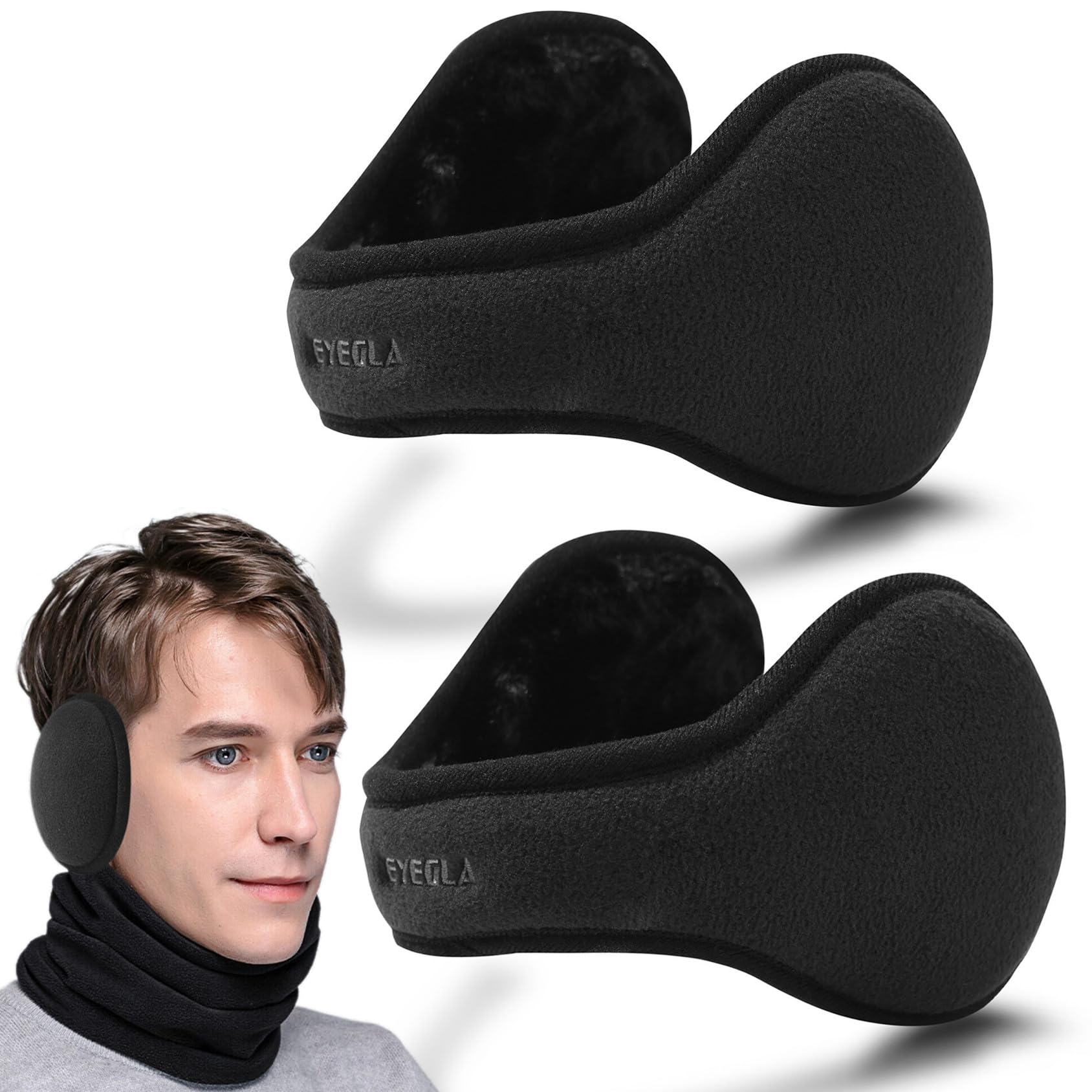eyegla mens winter ear muffs foldable cold weather earmuffs fleece warm ear warmers behind the head ear muffs
