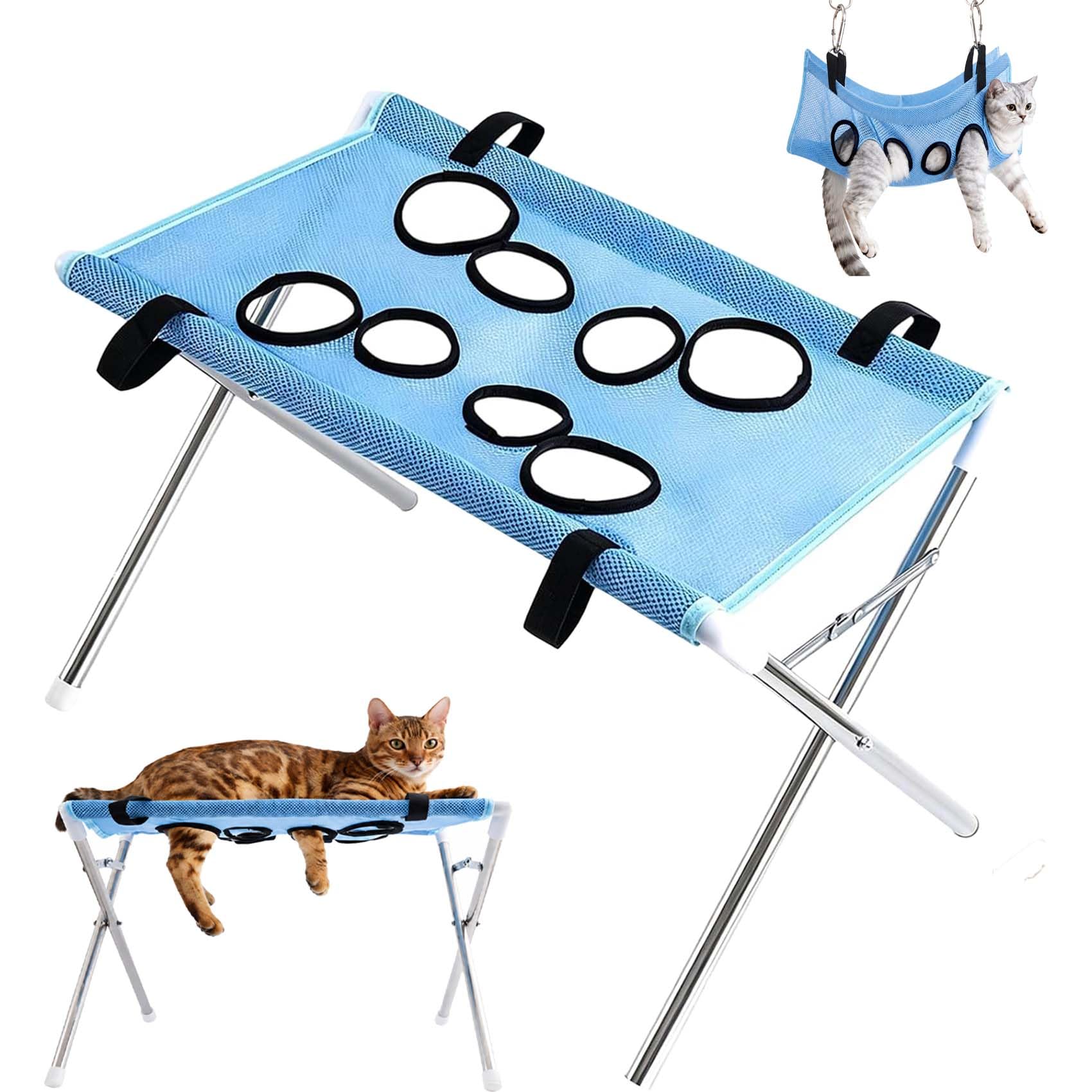 DZ'HUE Hundepflege HäNgematte, 2027 NEU Pet Shower Holder, Hunde Badehilfe, Faltbare Hundebadewanne Mit Gestell, Hundewaschtisch Klappbar, füR Haustierpflege Bad Salon (A-Blue)