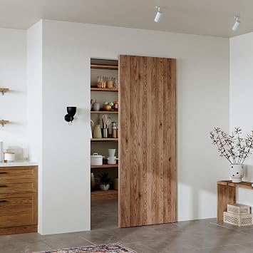 32" Concealed Sliding Barn Door Hardware Kit with Soft Close Mechanism for 24in Passage Opening, Hidden Sliding Door Hardware, Trackless Rail, Wall Mount for Interior Wooden Doors NO Door