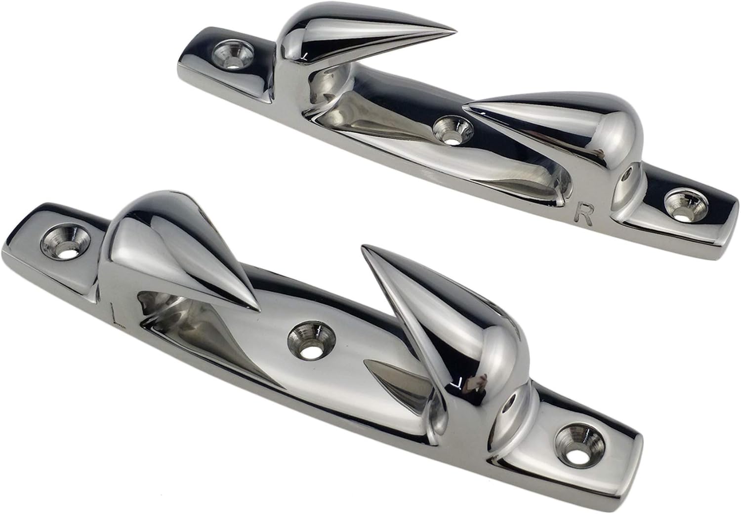 keehui Heavy Dudy Marine Grade 316 Stainless 2PCS of Right and Left 3 Holes 4-1/2"(119mm) or 6"(152mm) Boat Angled Bow Chocks Yacht Deck Dock Mooring Rope Cleat Chock