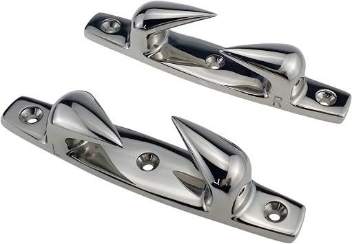 Heavy Dudy Marine Grade 316 Stainless 2PCS of Right and Left 3 Holes 4-1/2"119mm or 6"152mm Boat Angled Bow Chocks Yacht Deck Dock Mooring Rope Cleat Chock