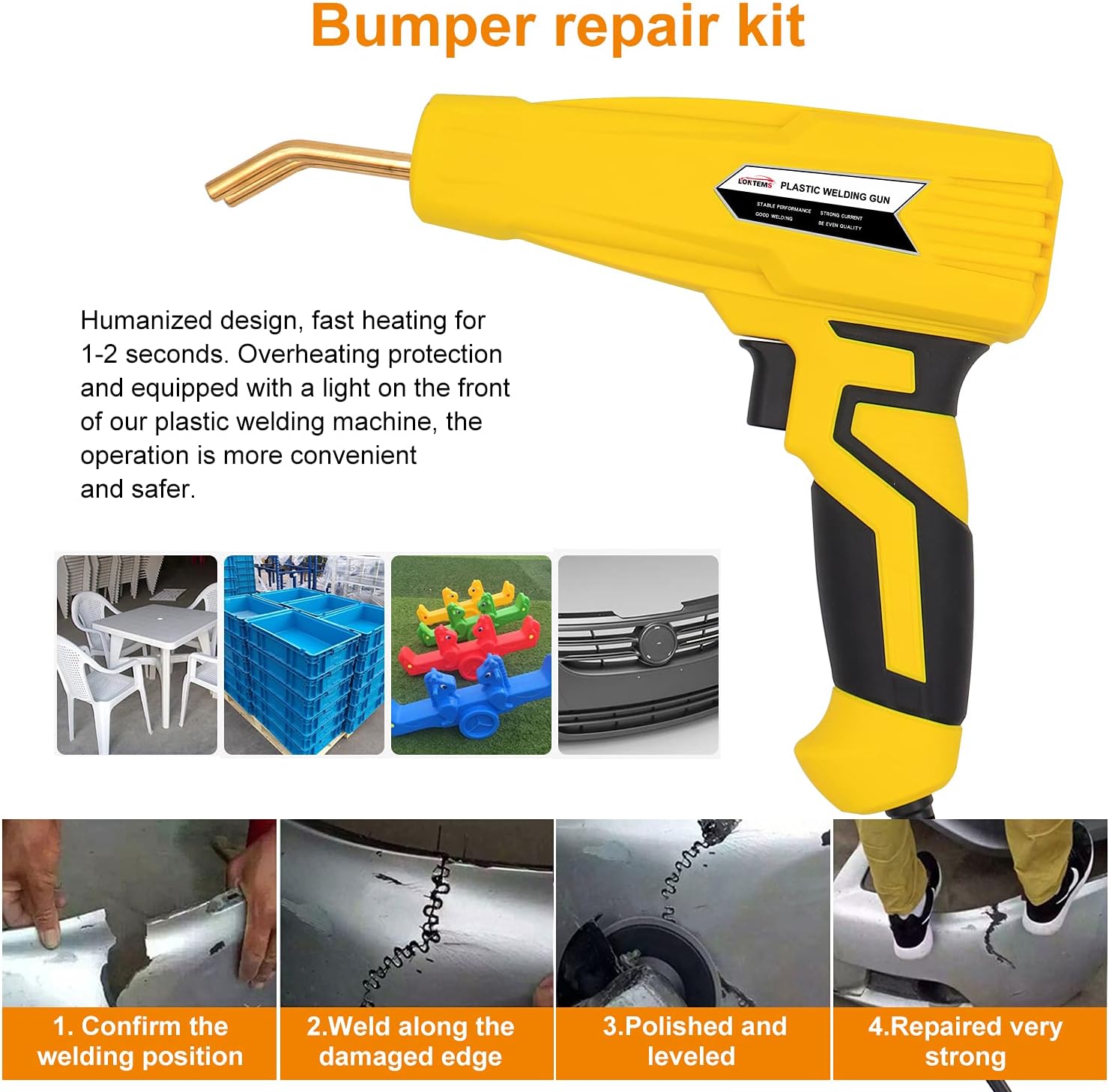 50% Off Discount 100W Plastic Welder, Lontems Upgraded Version Plastic Welding Kit Hot Stapler Car Bumper Repair Machine Kit with Plier, Cutter, Smoothing Sheet, 500pcs 4 Different Types of Hot Staples