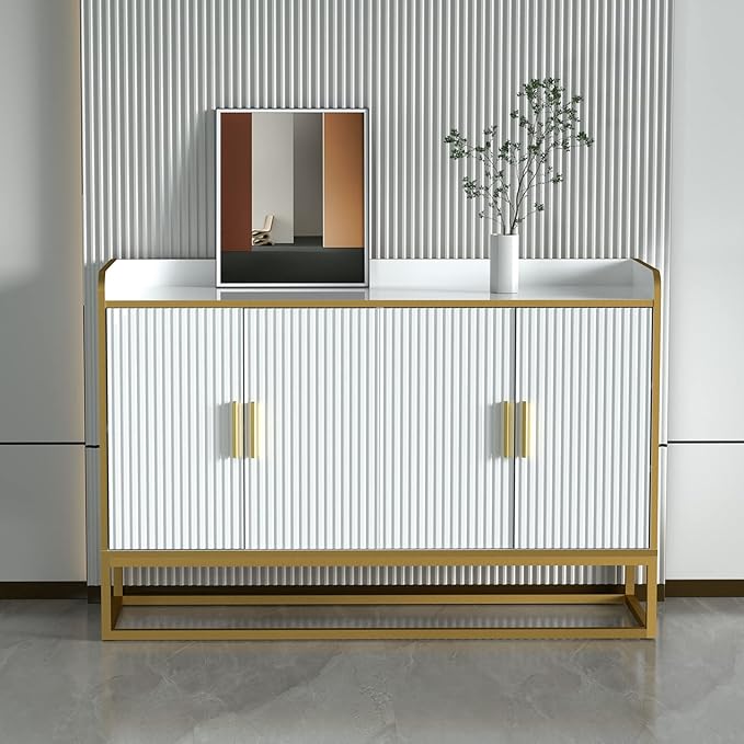 kevinplus 46.8'' White & Gold Sideboard Buffet
