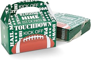 BLUE PANDA Football Snack Bags-24-Pack, 6.15 x 3.55 x 3.5 In, Multicolor Paper Containers - Football Treat Boxes for Birthday & Touchdown Parties