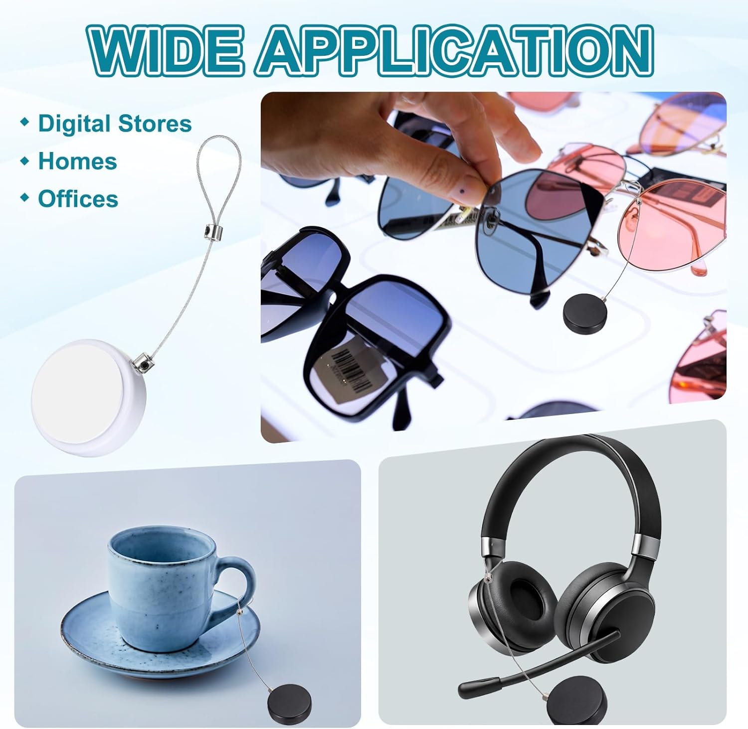 PATIKIL Retractable Remote Control Cable Tether (3.3ft / 1M, White)(6 Set) Round Remote Control Security Lanyard Lock Adjustable Locking Leash with Rope Locks, Suit for - TVs/Tablets