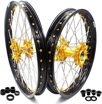 KKE 21-19 Inch Rims MX Wheels Set for Suzuki RM125 1996-2007 RM250 1996-2008 Dirtbike CNC Hubs