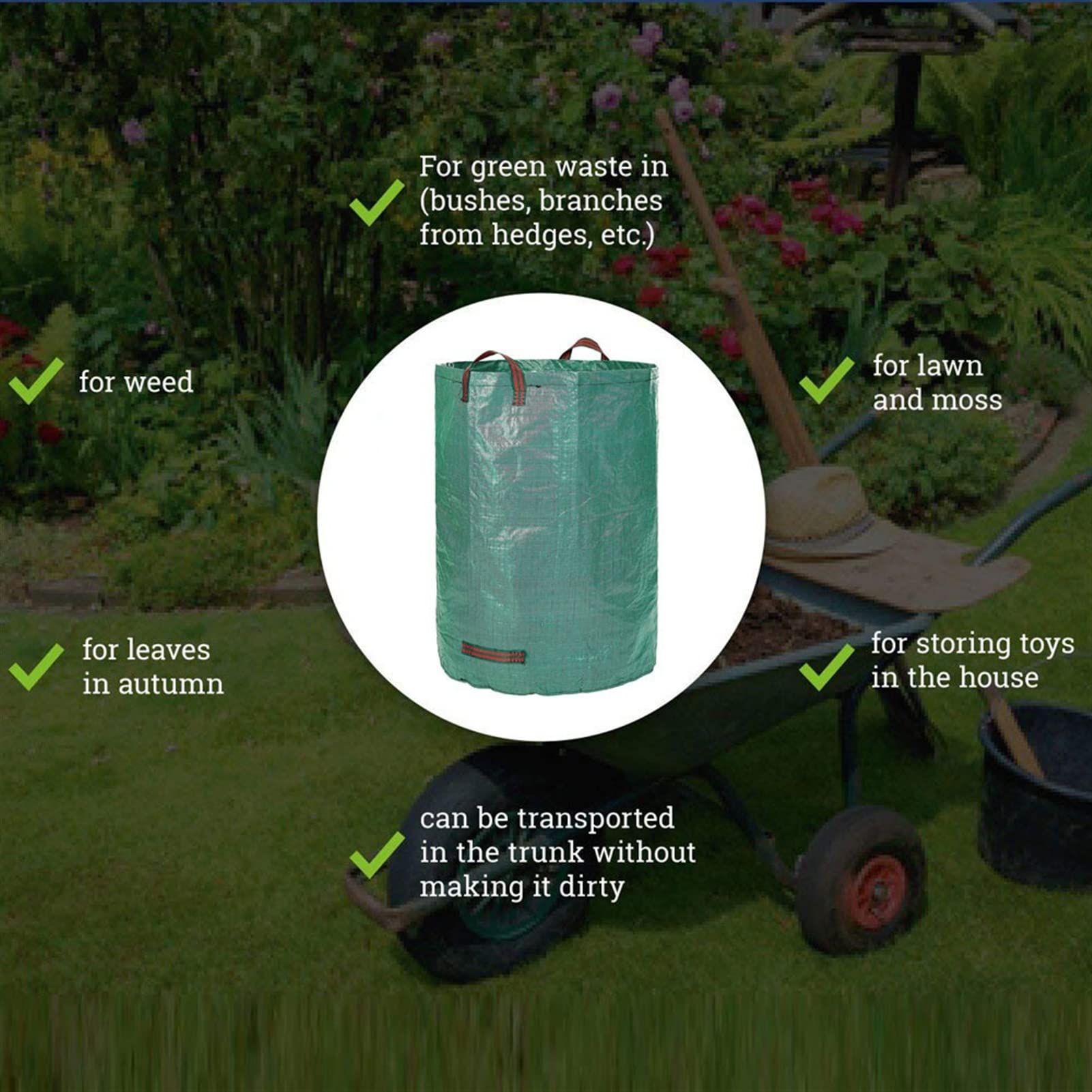 Grande spazzatura portatile può pieghevole pop-up giardino foglia cestino della spazzatura della spazzatura del sacchetto di stoccaggio dei fiori e della raccolta dell'erba del bidone della raccolta d