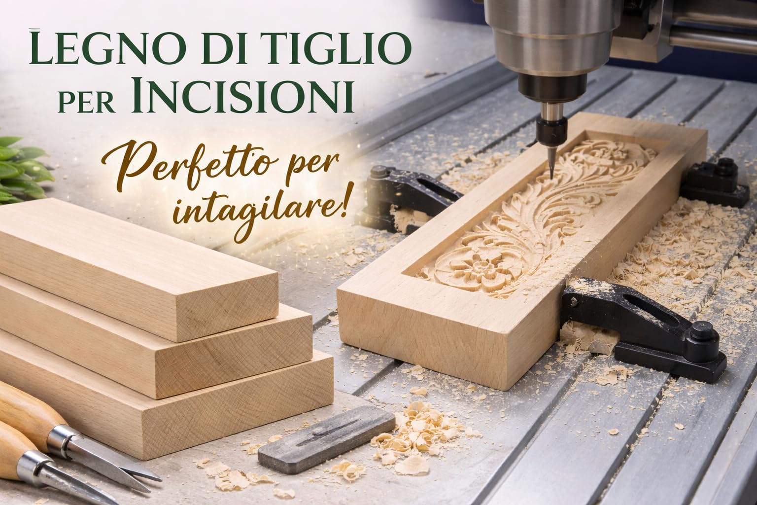 2 Blocchi Legno Tiglio per Intaglio (30x10x3 cm) – Legno Morbido per Wood Carving, Ideale per Principianti e Hobby Creativi