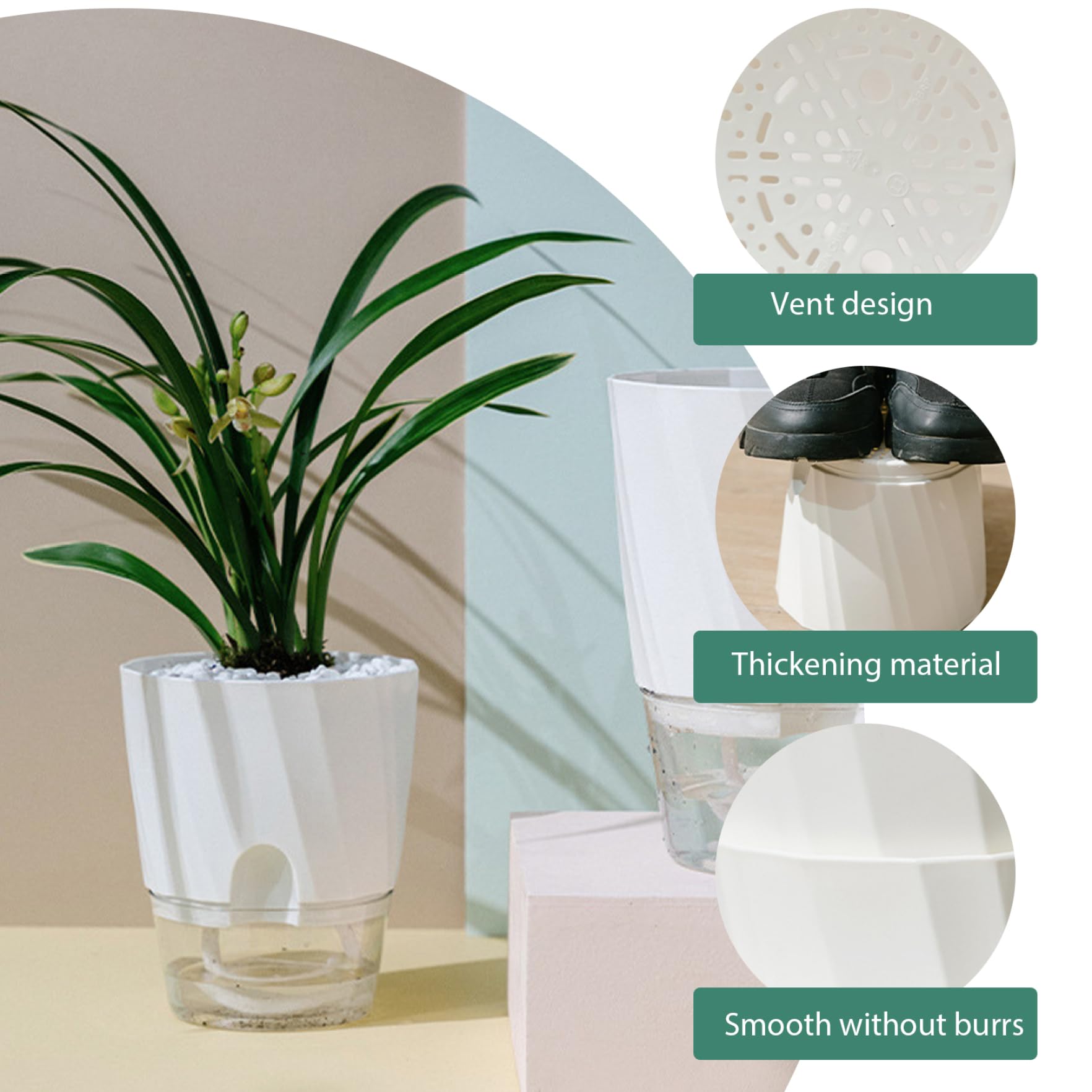 T4U Lot De 4 Pot De Fleurs à Auto-arrosage Pour Plantes D