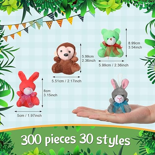 Miniatura 2 de Sasylvia 300 piezas de mini juguetes de peluche a granel llavero decoración de 2.4 pulgadas pequeños juguetes de animales pequeños juguetes de