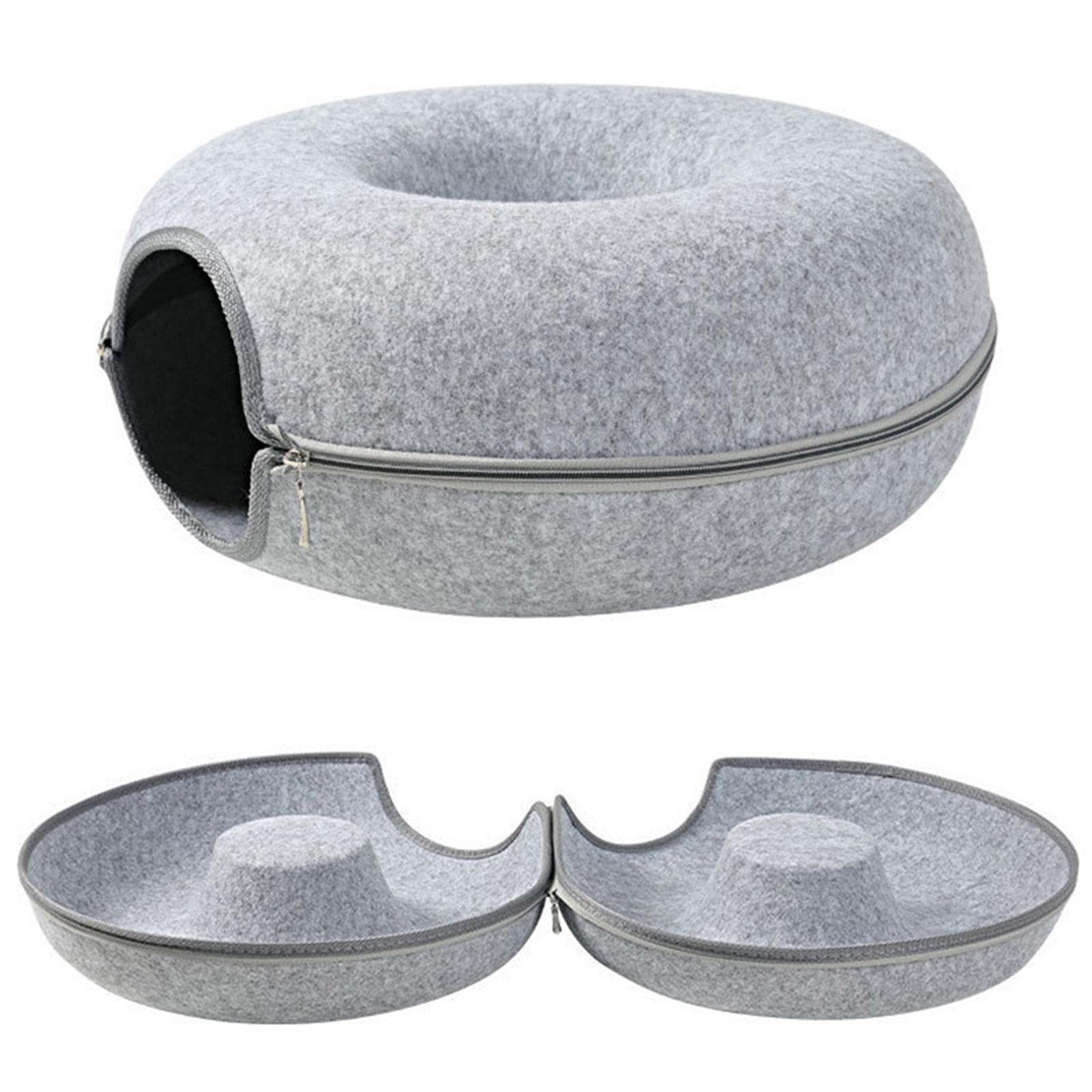 KSIEE Katzentunnelbett Aus Filz - Donut-Form Mit Guckloch & Waschbar
