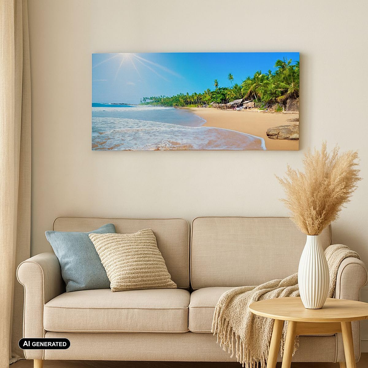 Cuadro sobre Lienzo 140x50cm Moderno Panorámico Paisajes Marino - 2391 | Isla Maldivas Cuadro Decorativo Grande Arte mural Decoración del Hogar Salón Dormitorio Cocina Oficina Cuadros de Pared