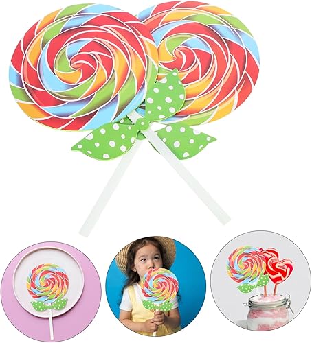 Miniatura 4 de Piruleta de hadas, 2 piezas de adornos de caramelo grandes, piruleta de remolino, piruleta, comida falsa, accesorios de fotos para bodas, fiestas de