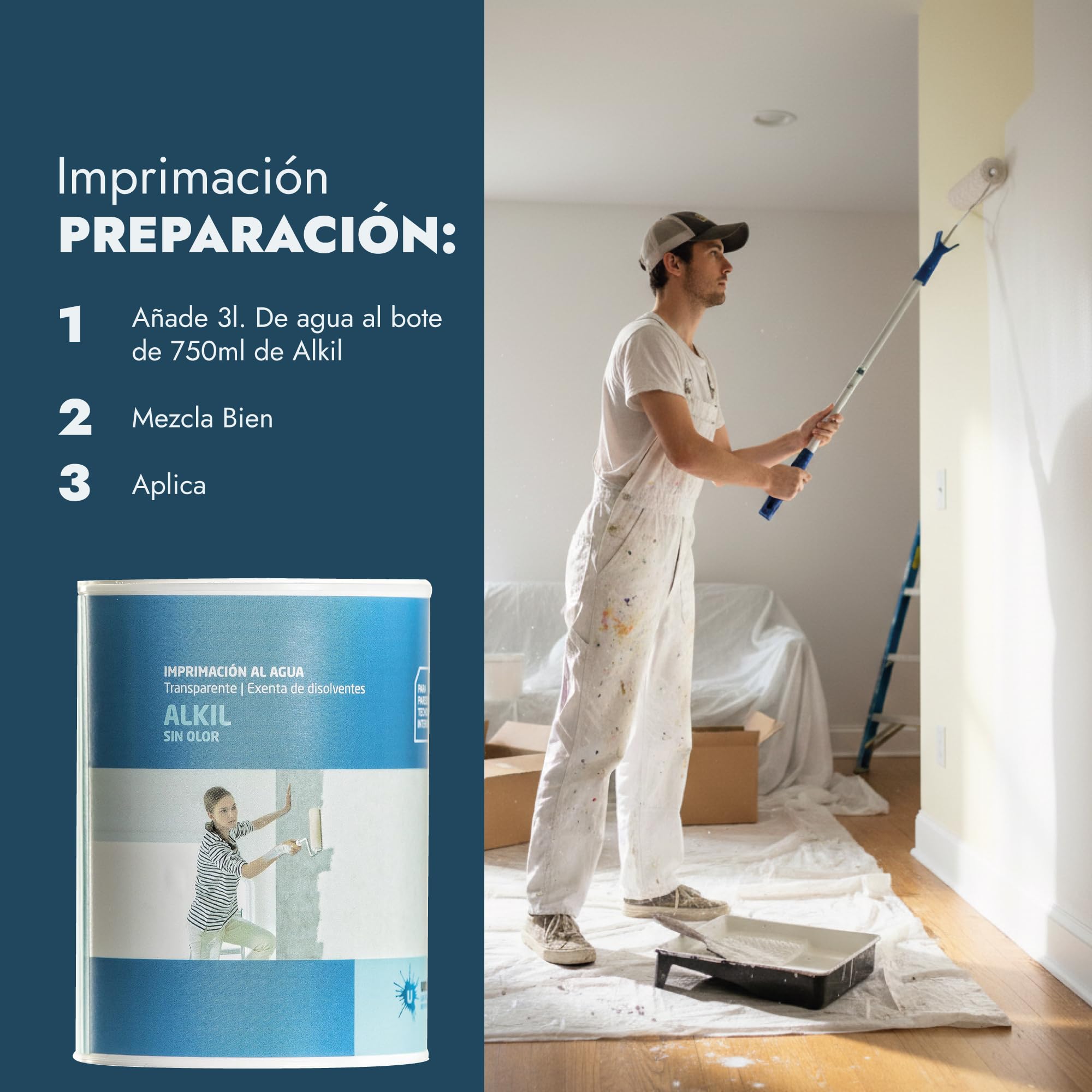 Ursan - Alkil | Imprimacion al Agua Sellante e Incolora para Imprimación Paredes o Techos Además de Otras Aplicaciones - 750 Ml