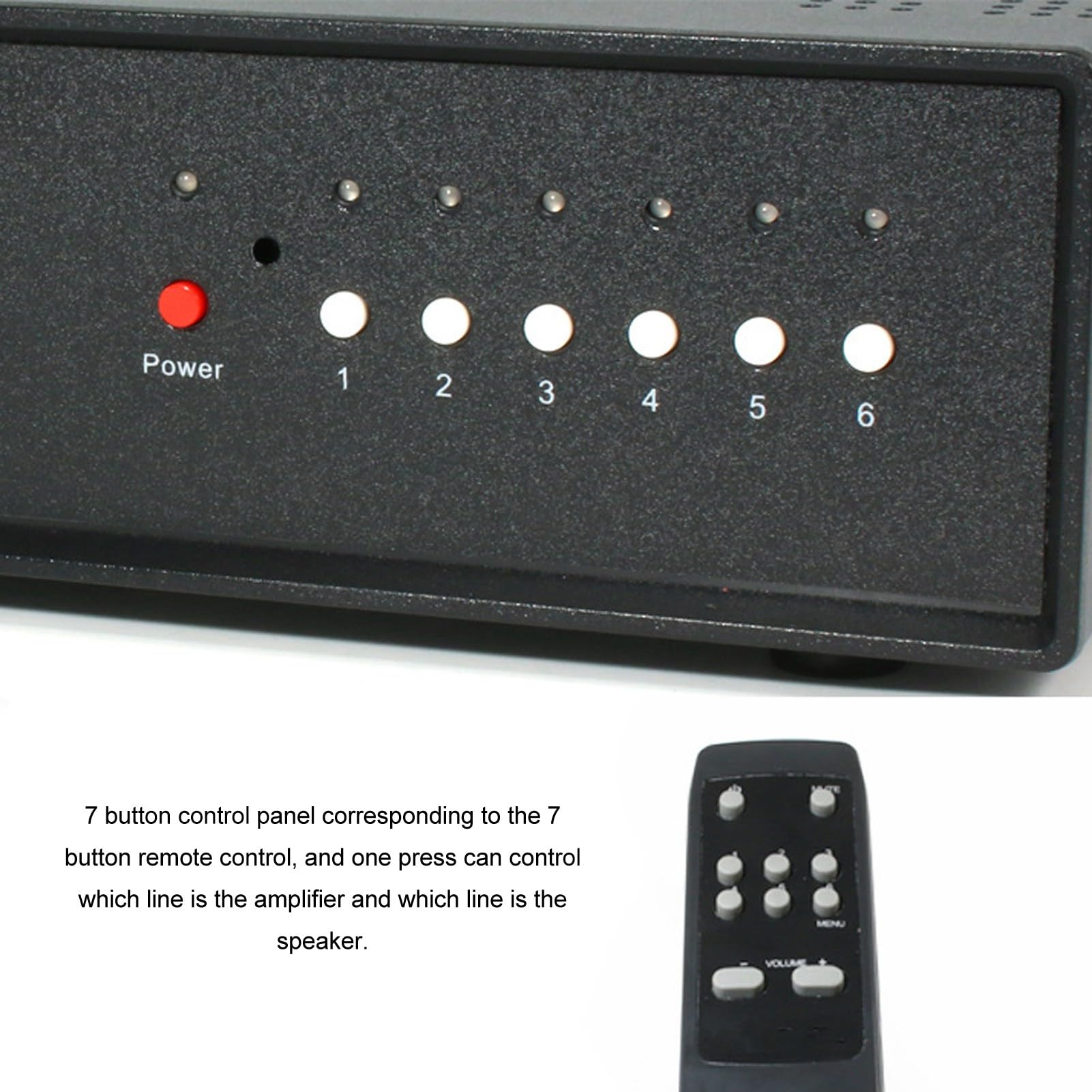 Selector de Interruptor de Altavoz, Caja Selectora de Conmutador de Altavoz Panel de Control de 7 Botones de Doble Propósito con Control Remoto para Concierto para la Escuela