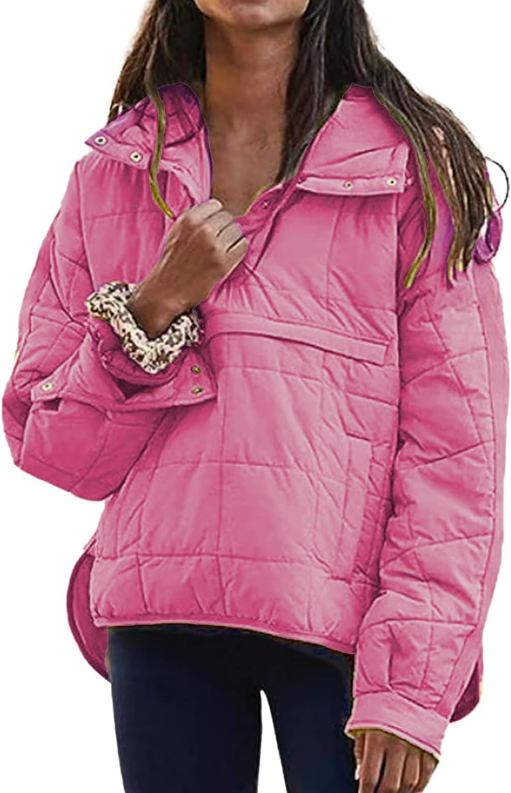 Womens Oversized Puffer Jacket Pullover Quilted Lightweight Jackets Fall Winter Warm Coat Dolman Hoodies Padded Coats