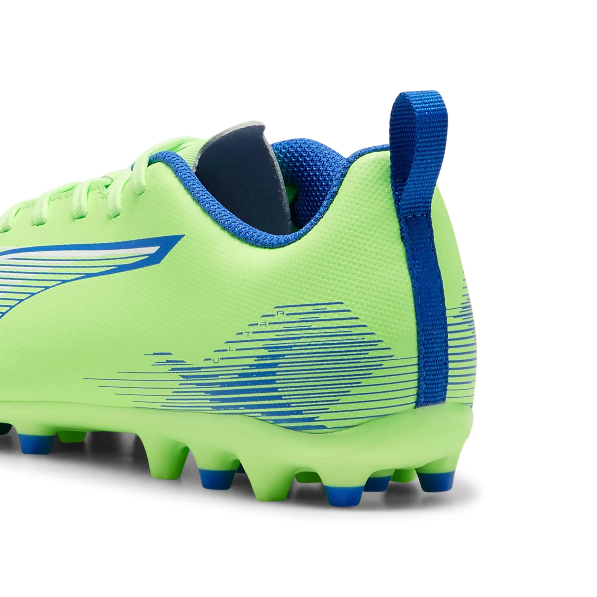 Puma Unisex Youth Ultra 5 Play MG JR Soccer Shoe, Fizzy Apple-Puma White-BLUEMAZING, 33 EU