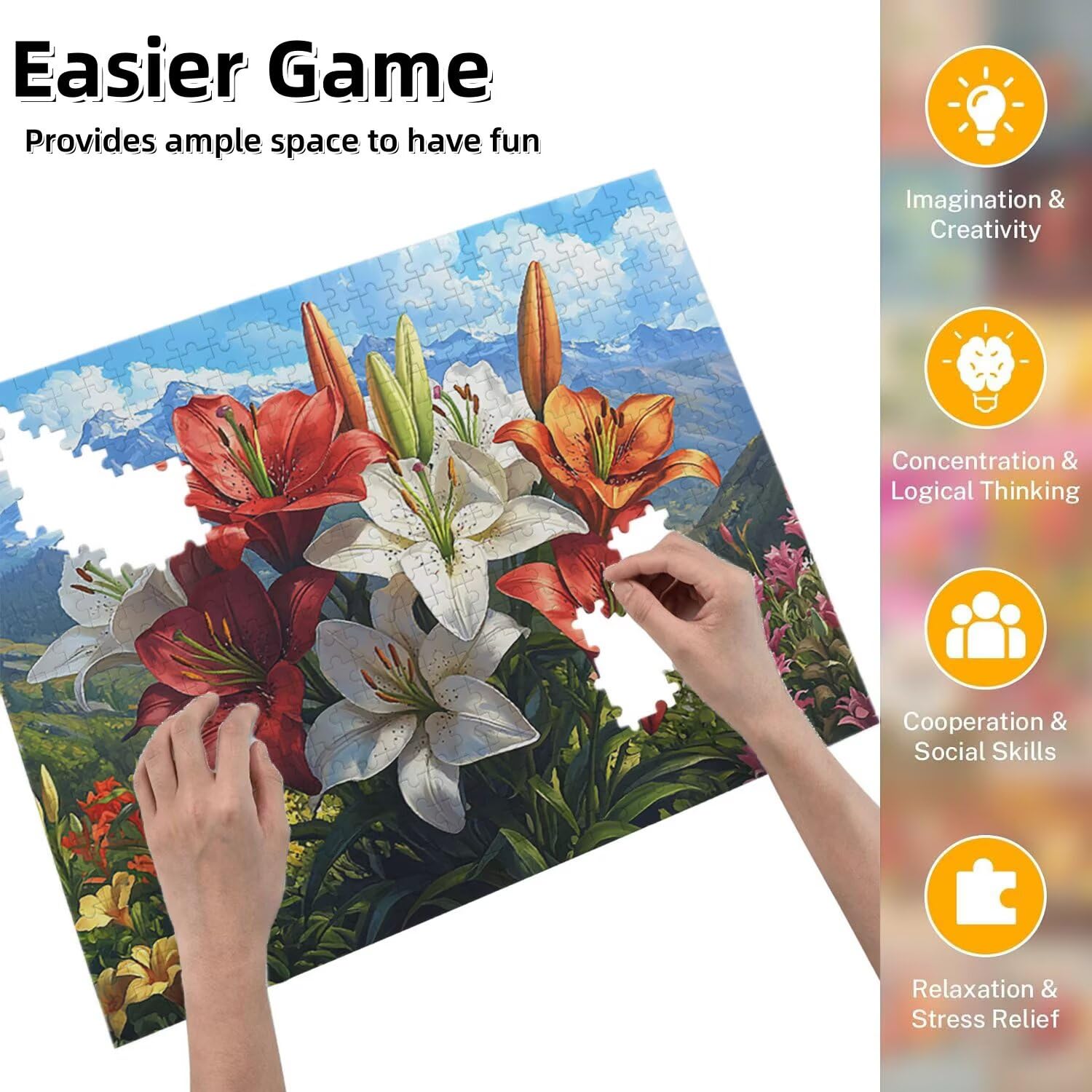 Jigsaw Puzzle, 1000 Pezzi Puzzle Classici, Fiori Di Gigli Puzzle Rilassamento Intelligence, Mpossibile Difficile Puzzle Impegnativo per Adulti Puzzle Gioco Familiare, Regalo Mazzo Di Fiori fr0-1087