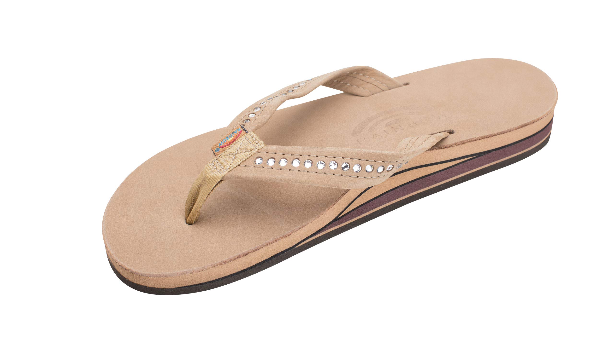 Rainbow Sandals Womens Double Layer Arch Premier Leather w 3 4 Swarovski Crystal Strap