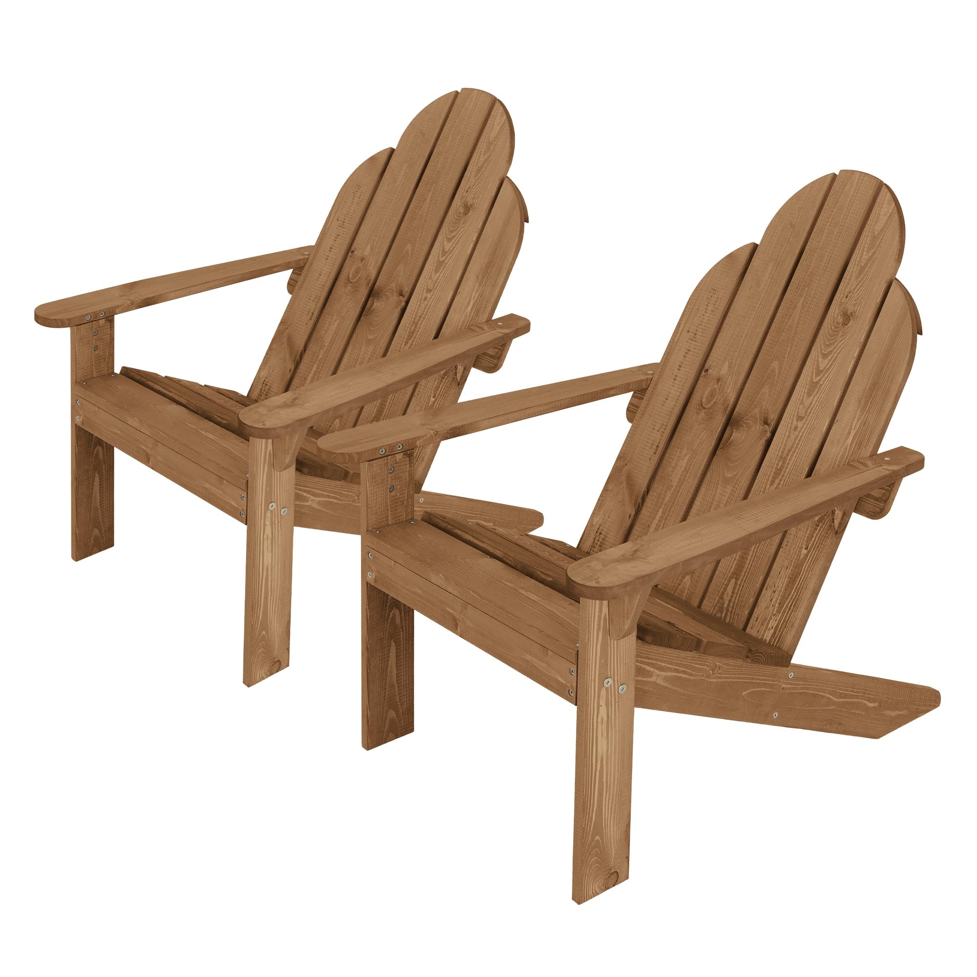 ML-Design 2X Chaise de Jardin Adirondack, en Bois Massif Sapin, 92,5x70x89cm, Marron, avec Dossier et Accoudoirs, Résistante aux Intempéries, Fauteuil Ergonomique de Relaxation pour Balcon, Terrasse