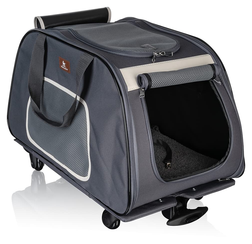 Knuffelwuff Faltbarer Hunde Trolley Transporttasche Hundewagen rollbar mit Griff S 56x35x33cm