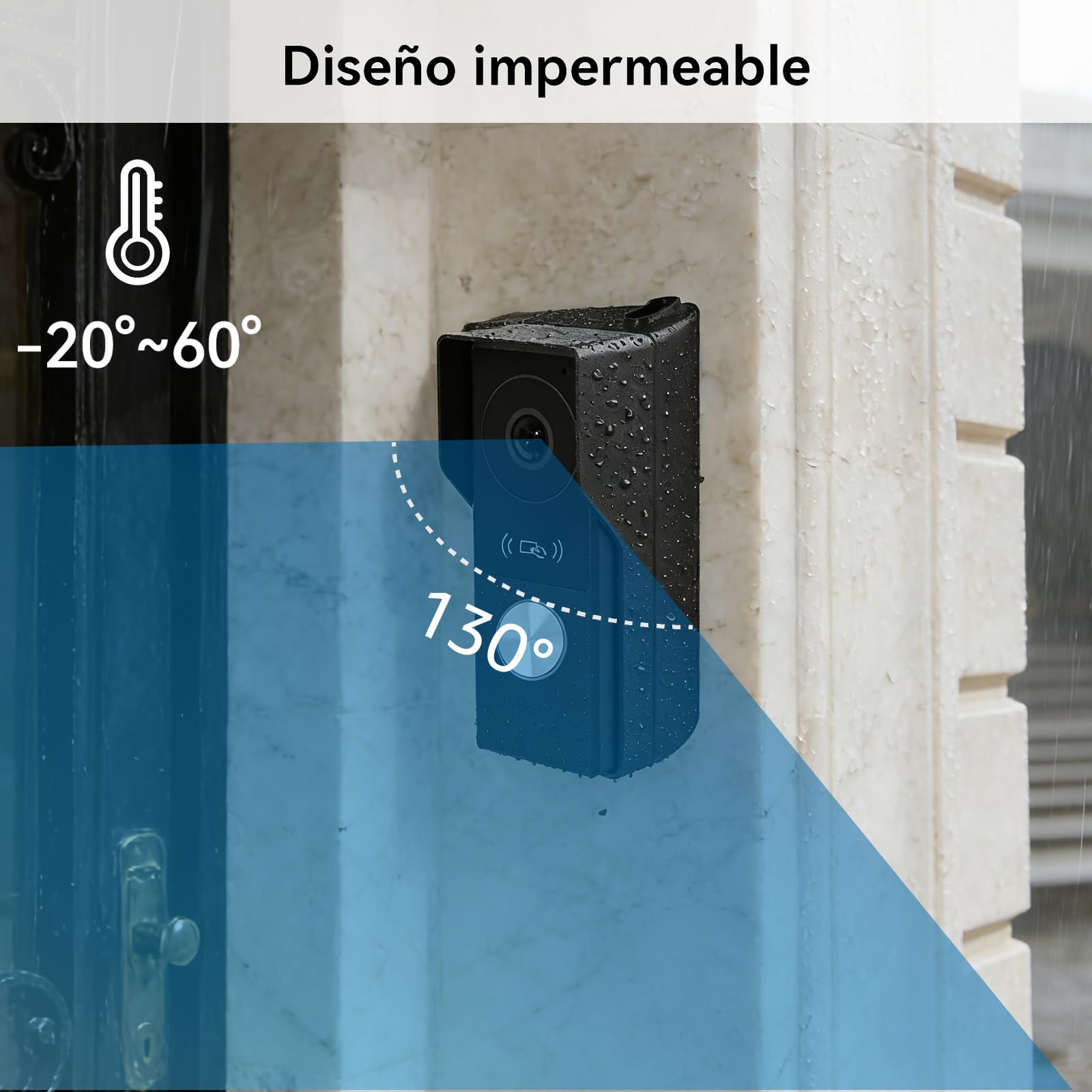 Kit de 2 Hilos Videoportero con conexión, Timbre Video Mirilla y 7'' Monitor Táctil a Color, Desbloqueo en App y RFID, Detección de Personas y Audio Bidireccional,WiFi6 2,4/5GHz