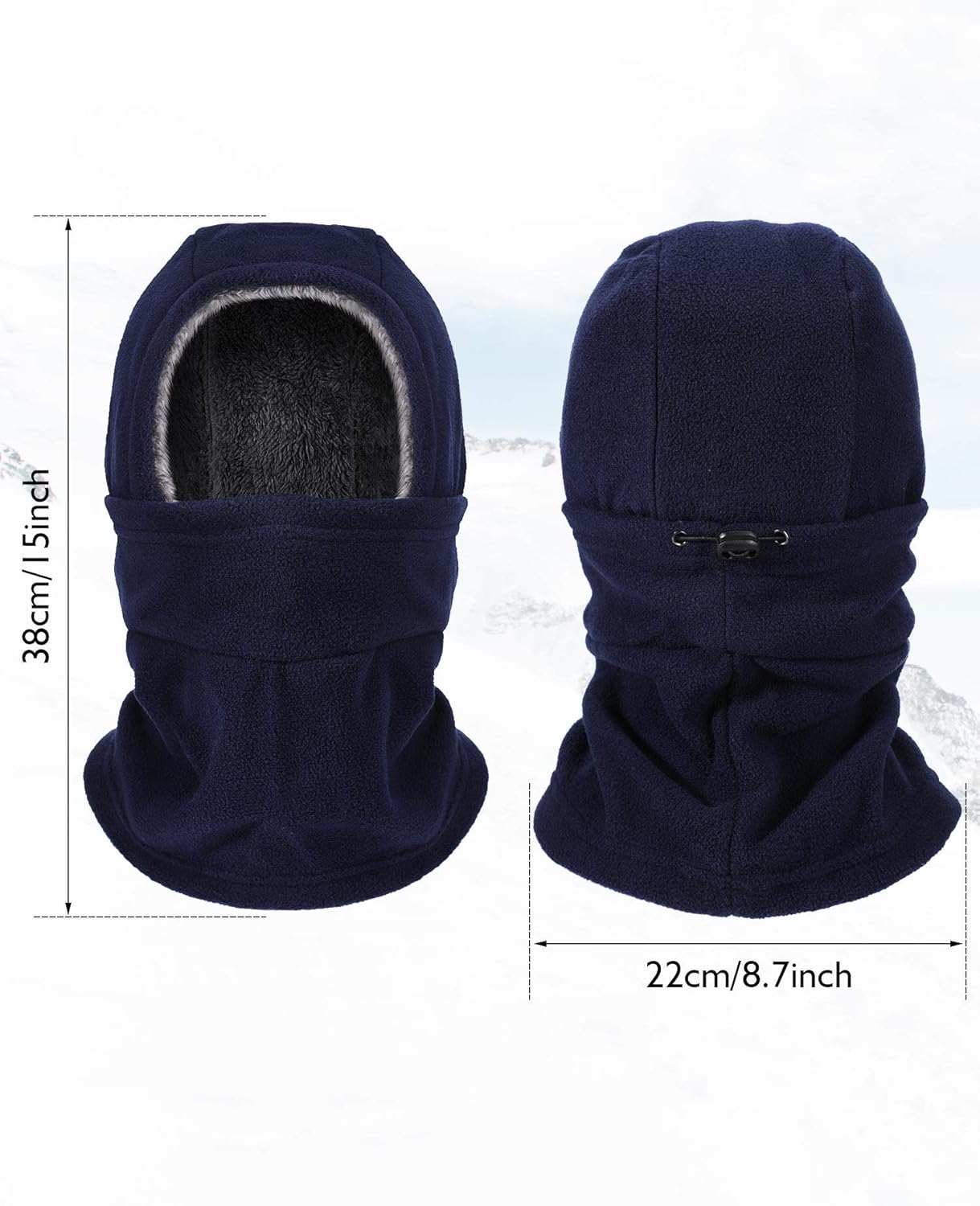 Geyoga Winter Fleece Balaclava Hat for Men Women Full Face Covering Scarf Hood Ski Mask with Drawstring - Image 2