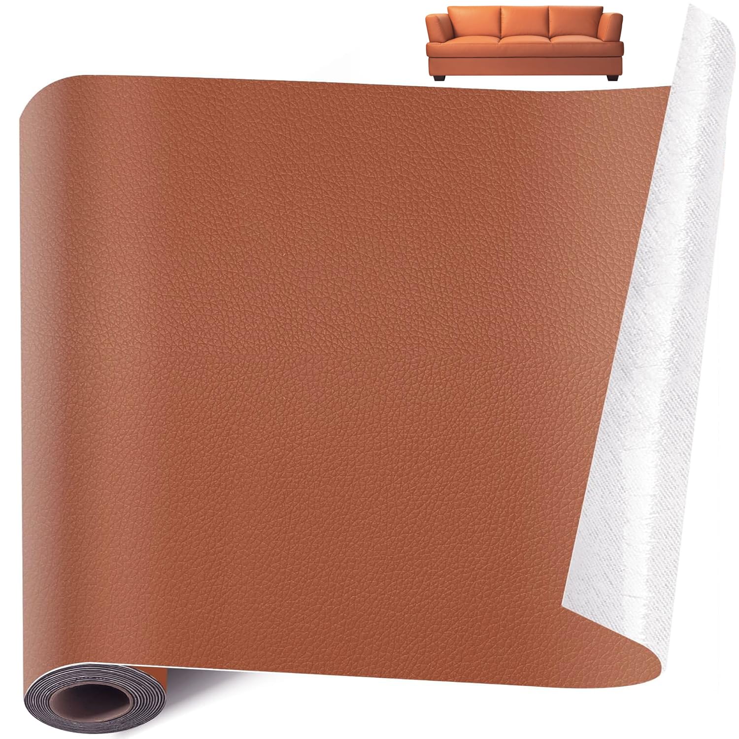 Kunstleder Selbstklebend Meterware 30 x 100cm - Leder Vinyl Reparatur Patch Set für Möbel/ Sofas/ Stühle/ Autositze/ Schränke/ Handtaschen Kratzer Risse Löcher, Wasserdicht und Verschleißfest, Braun