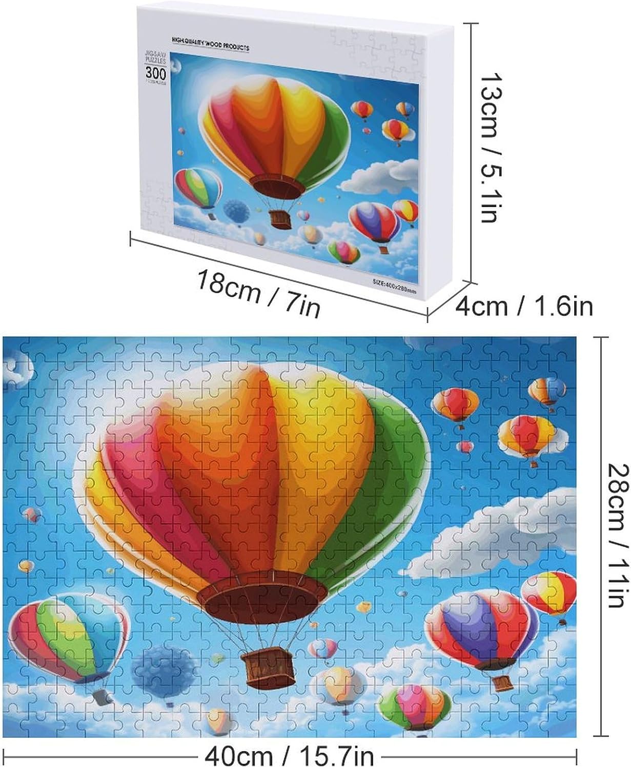 Wooden Puzzle for Adults, Suitable for Home Use, Hot Air Balloon Pattern Printed, Perfect Match