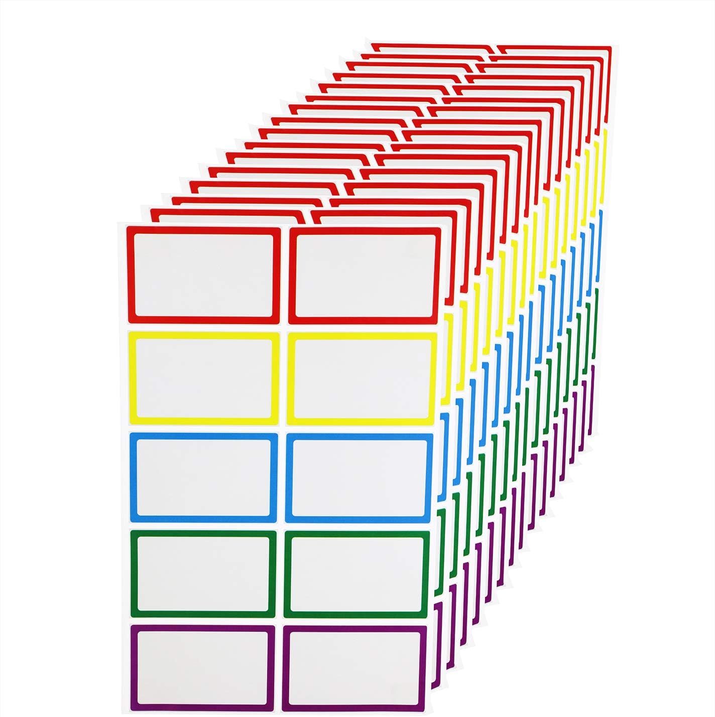 Mini Skater 36 Sheets 360 Pcs Self Adhesive Blank Note Label Stickers Bar Sticky Colorful Writable,5 Colors (2.2x3.4 Inch)