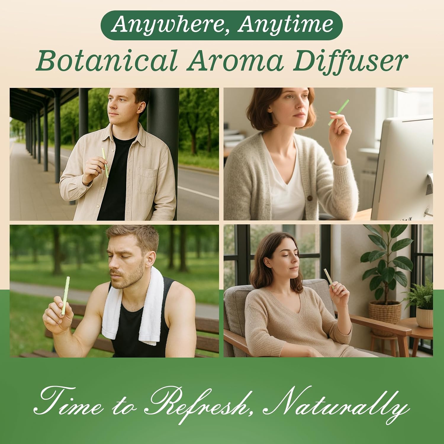 Herbal Air Stick Botanical Extracts, Plant-Based Fragrance, Breathing Support, Oral Freshness Non-Electric, No Vapor,Smokelss Aromatherapy H-1