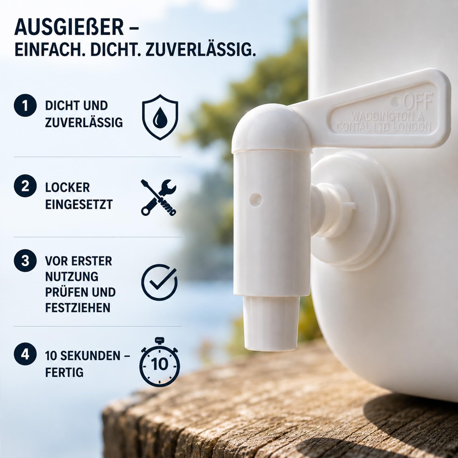 Hossi's Wholesale Wasserkanister mit Zapfhahn lebensmittelecht HDPE Trinkwasserkanister stapelbar UV-beständig mit Deckel & Ausgießer für Camping Wohnmobil Garten Outdoor Notvorrat