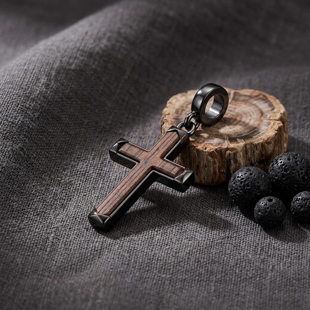 ONEFINITY Charm 925 Sterling Silver Blue Virgin Mary/Wooden Cross Charms Christian Religious Catholic Jewelry Gift for Women Men