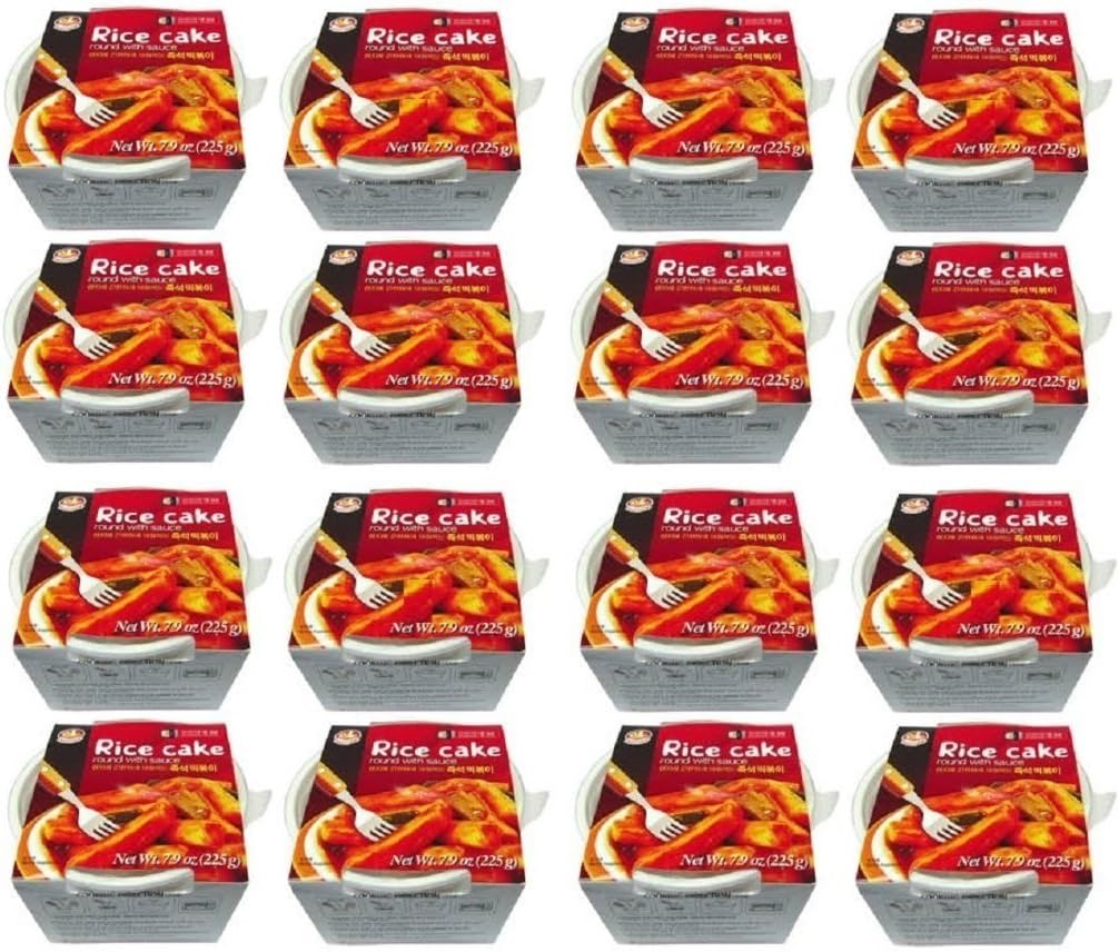 Korean Instant Ddukbokki Samhak Rice Cake Round with Sauce 7.9 Oz : 16 Pack