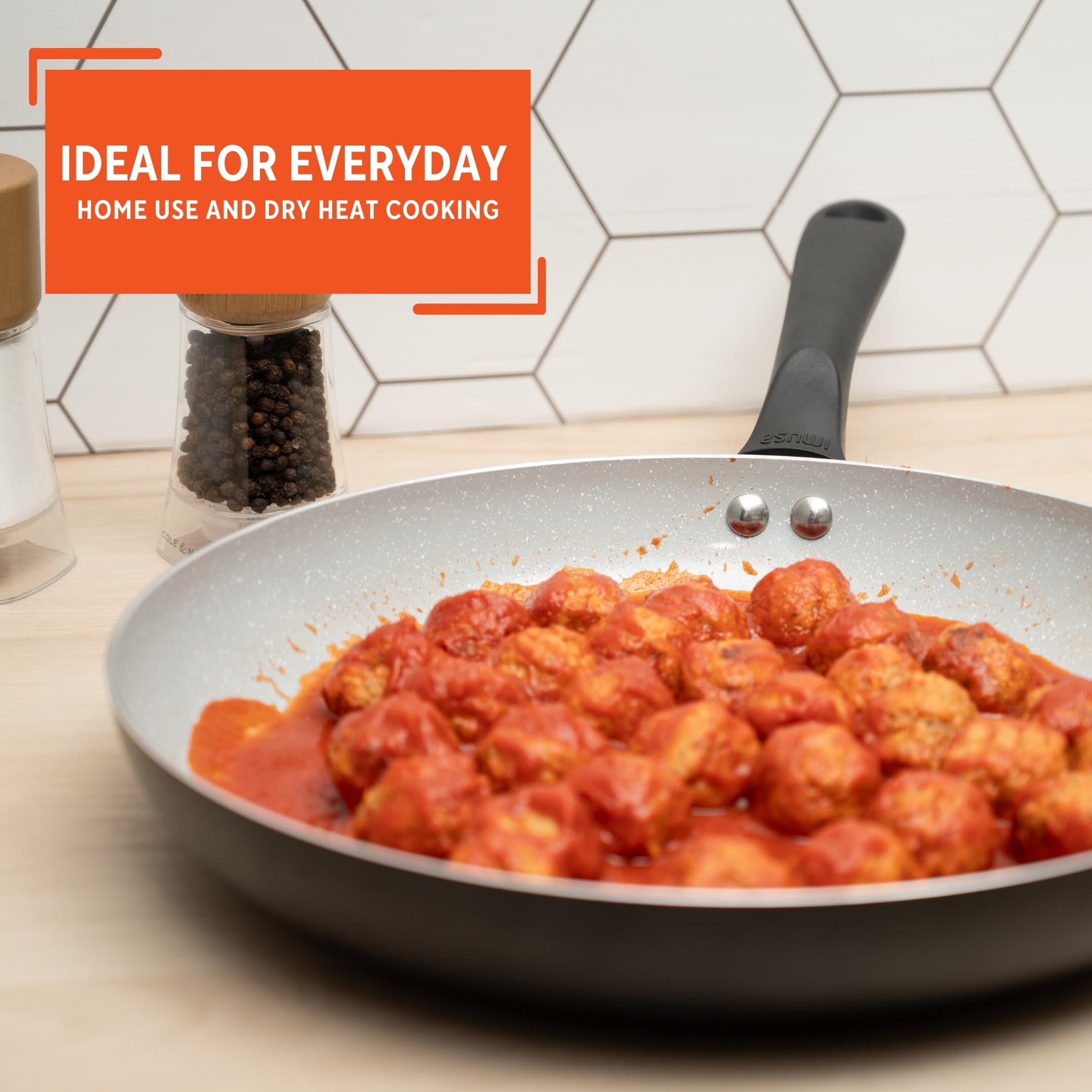 IMUSA 12" Speckled Gray Ceramic Fry Pan -7