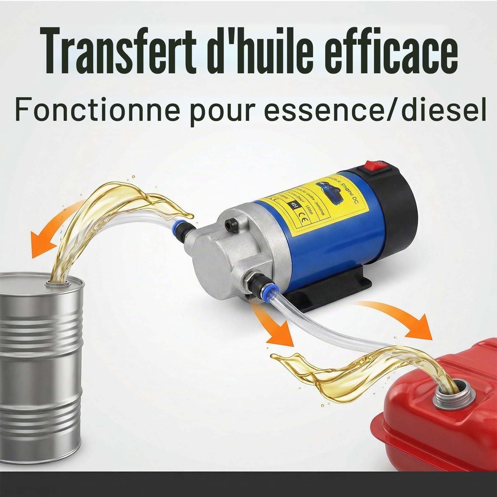 Pompe d'aspiration d'huile, 12 V 100 W, pompe d'aspiration électrique, pompe de vidange d'huile, pompe à diesel 2-3 l/min, pompe de transfert d'huile moteur électrique portable avec 3 tuyaux, pour