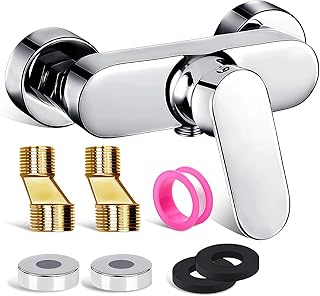 Duscharmatur, Einhand-Mischbatterie Dusche, Legierung Einhebelmischer Dusche, Armatur Badezimmer mit Keramikventil Kern, Wasserhahn Bad Schalter Silber, mit G1/2 Brauseabgang