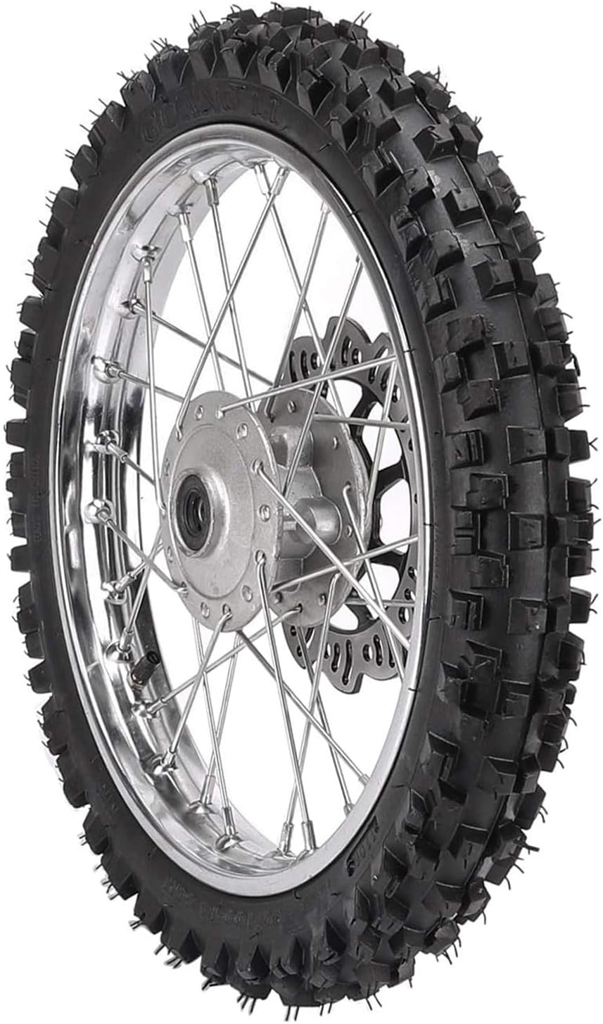 2.50-14 Front Motorcycle Wheel Tire 60/100-14 and Rim 1.4x14 with 12mm Bearing Assembly for 110cc 125cc 140cc 150cc 160cc Pit Bike Dirt Bike, Come With 190mm Disc Rotor