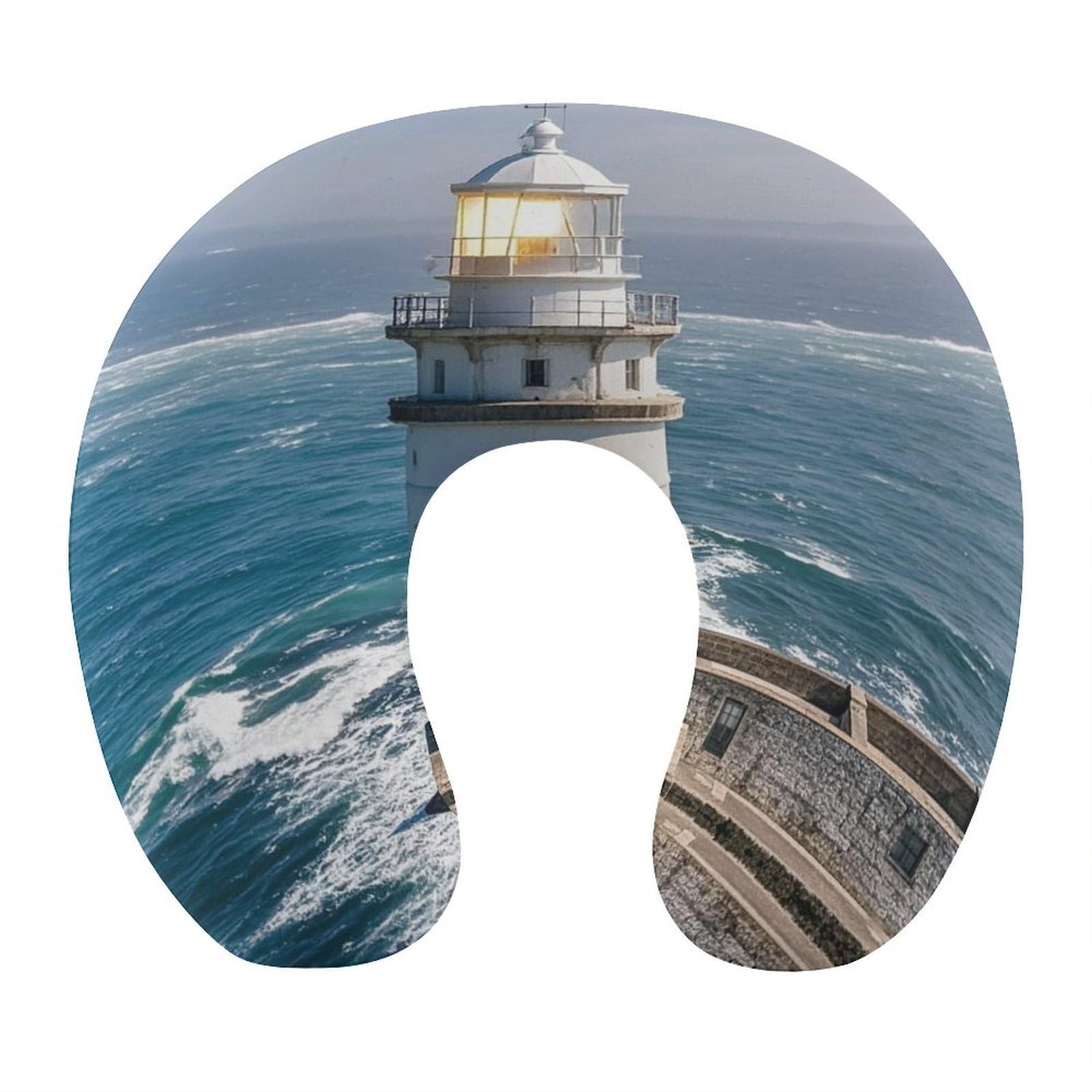 VstaDank Lighthouse Sandbeach Neck Pillow Soft Comfortable Travel U Shaped Pillows Portable Pillows for Shoulder Memory Foam Head Support Pillow for Airplane Car Home Office